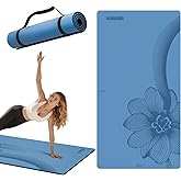 WUWAN Large Yoga Mat 76"x 40"x10mm (2/5 inch) – Extra Thick & Wide, TPE Fitness Mat, Printed Non-Slip Exercise Mat with Carrying Strap for Men & Women, Pilates, Stretching, Fitness & Workout