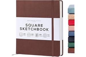 Beechmore Books Square Sketchbook – 8x8" Premium Vegan Leather Bound Large Sketch Book Hardcover With 156 Thick 160gsm Perfor