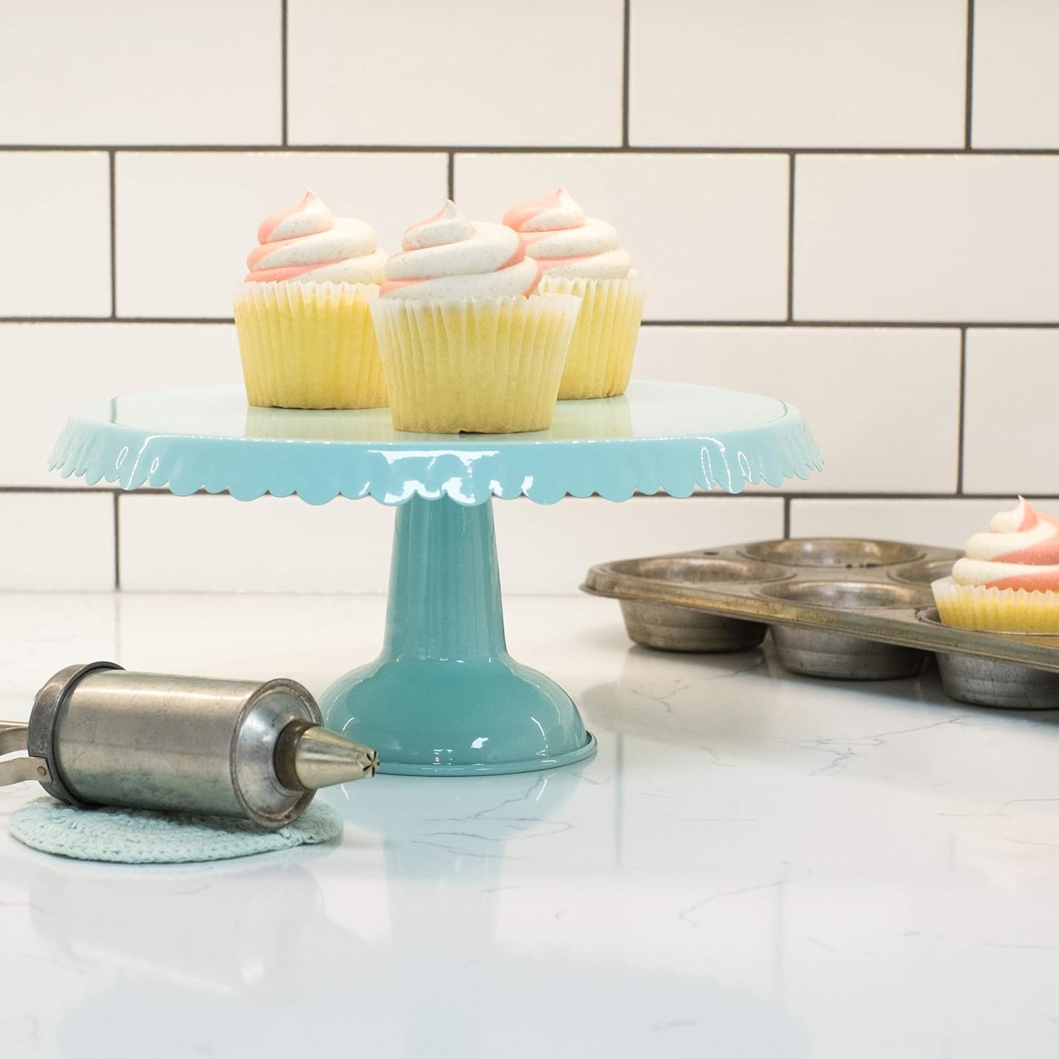  | Now Designs Tin Cake Stand, Aqua: Cake Stands
