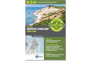 WATERPROOF GREEN GOAT MAPS DURABLE Martha's Vineyard Hiking Trail & Guide Map for Hiking, Cycling, Beaches and Lighthouses | Hiking Trails of Caroline Tuthill Preserve, Menemsha Hills, Cedar Tree Neck Santuary, Peaked Hill
