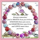 PARTNER Dinosaur Inspirational Birthday Gifts for Women Best Friends Unique Gifts Natural Stone Beaded Bracelets for Women&Men Agate Beaded Jewelry with Meaningful Message Card For Dinosaur Lover,Comes Packaged