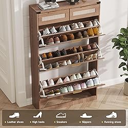 Halitaa Shoe Cabinet with 3 Flip Drawers & 2