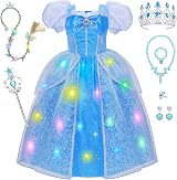 MELAND Blue Light Up Princess Dress with Wig Girls 3-10 Costumes view 1