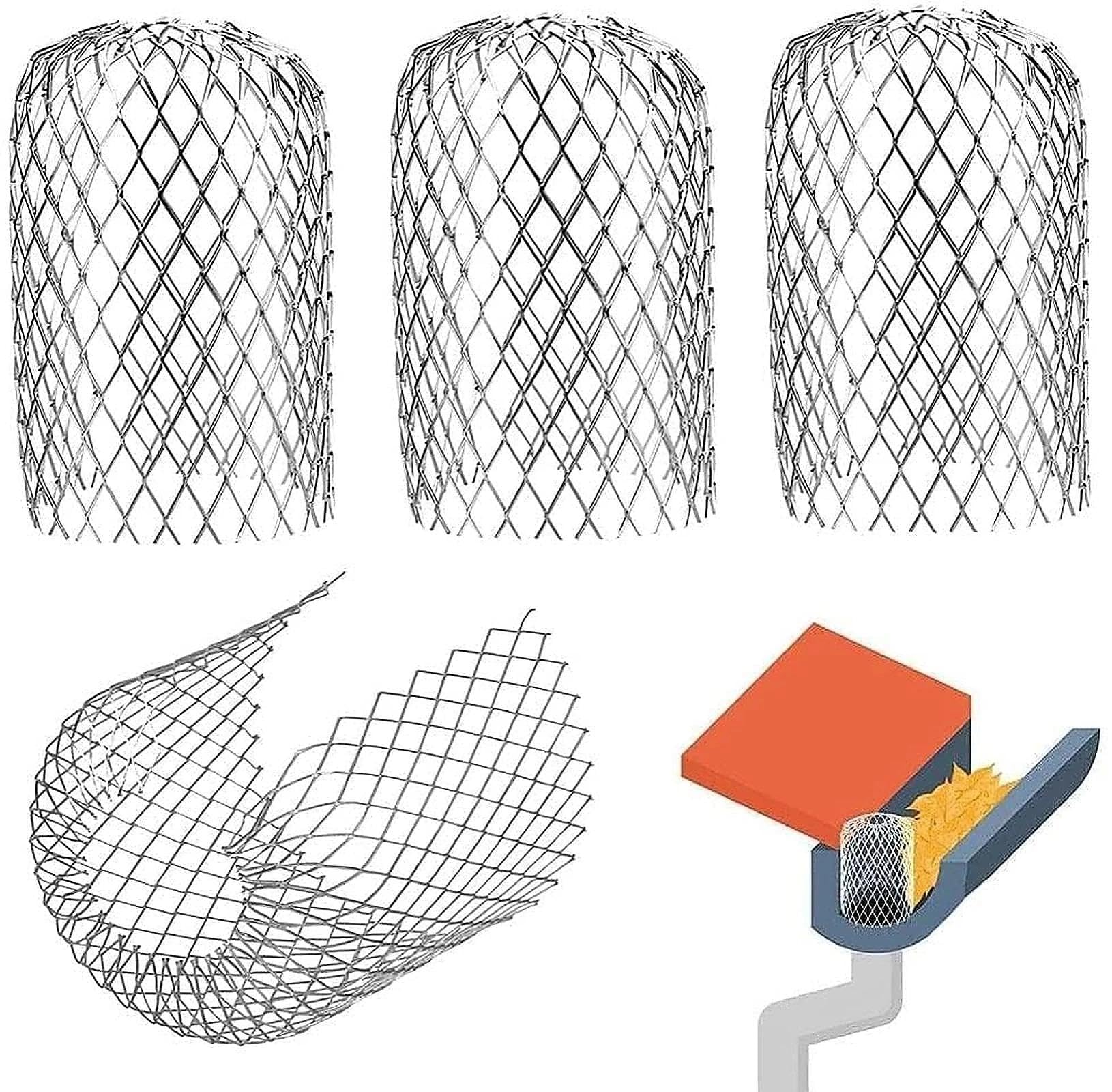 TXErfolg 4 Pack Metal Gutter Guards Expandable Filter Strainer Leaf Strainer Downpipe Protection Guards for Gutters Downpipe