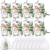 Demissle 60 Sets Mini Eucalyptus Soaps Baby Shower Wedding Favors for Guests Bulk Small Hand Soaps with Thank You Tags Organza Bag Mini Faux Greenery Guests Bridal Shower Birthday Party Present