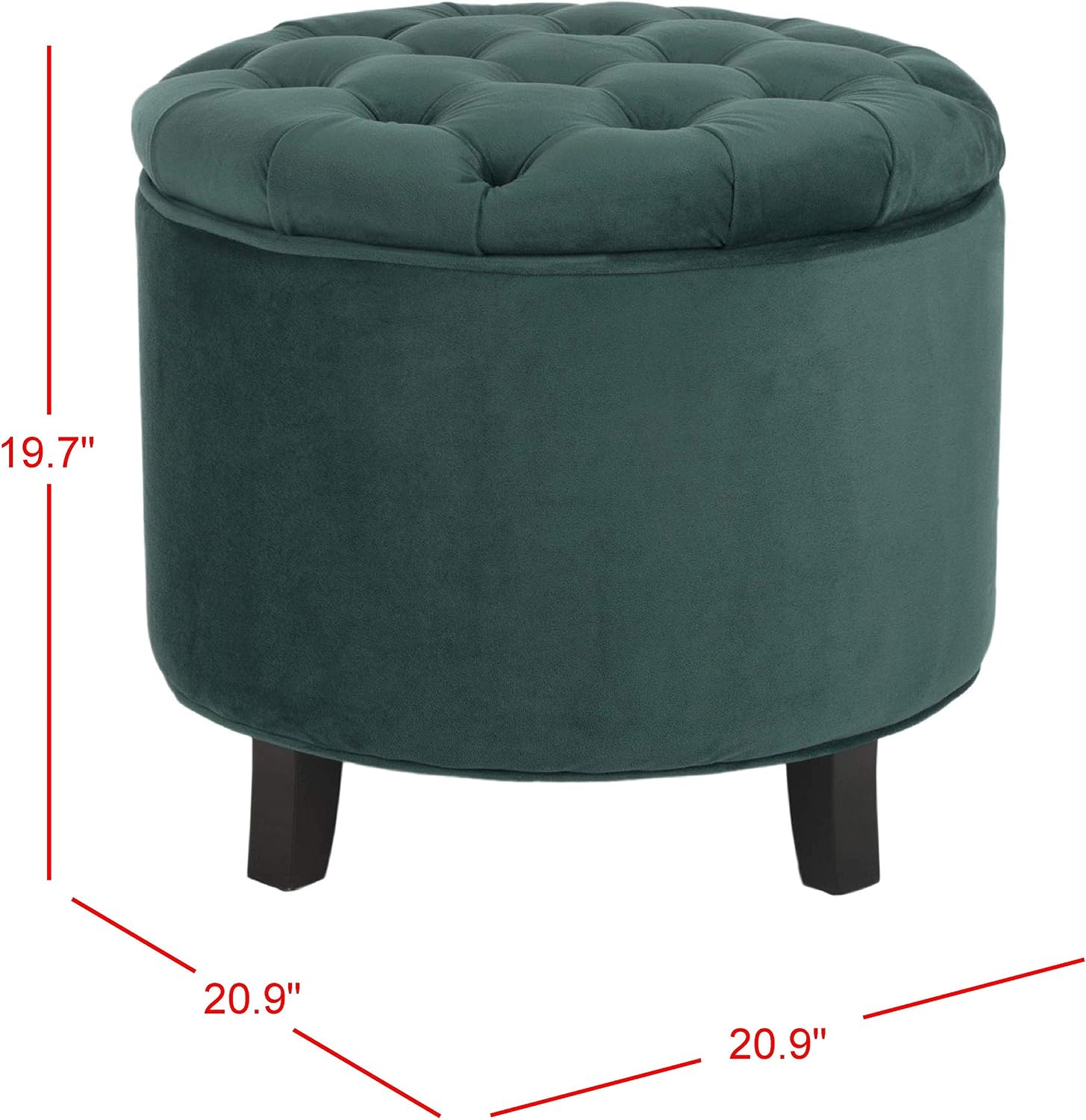 SAFAVIEH Upholstered Ottoman, in Marine, 55 X 55 X 50, Emerald, 52D x 52W x 49.8H cm - Image 5