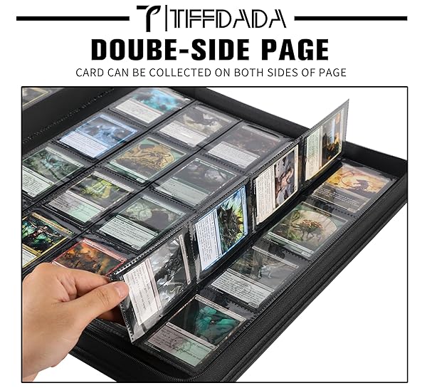PREMIUM TRADING CARD BINDER,20 POCKET, HOLDS UP TO 2000 CARDS WITH RINGLESS 50 DOUBLE-SIDED SLEEVES, LABEL DESIGN WITH A PEN, SIDE LOADING CARD COLLECTION ALBUM FOLDER WITH ZIPPER FOR TCG,SPORTS CARDS