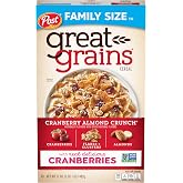 Great Grains Cranberry Almond Crunch Breakfast Cereal, 17 oz Box | Crunchy Granola Clusters Paired with Dried Fruit, Sliced Almonds, Whole Grains, and a Good Source of Fiber