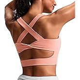 Sports Bras for Women Criss-Cross Back Padded Workout Tank Tops Medium Support Crop Tops for Women