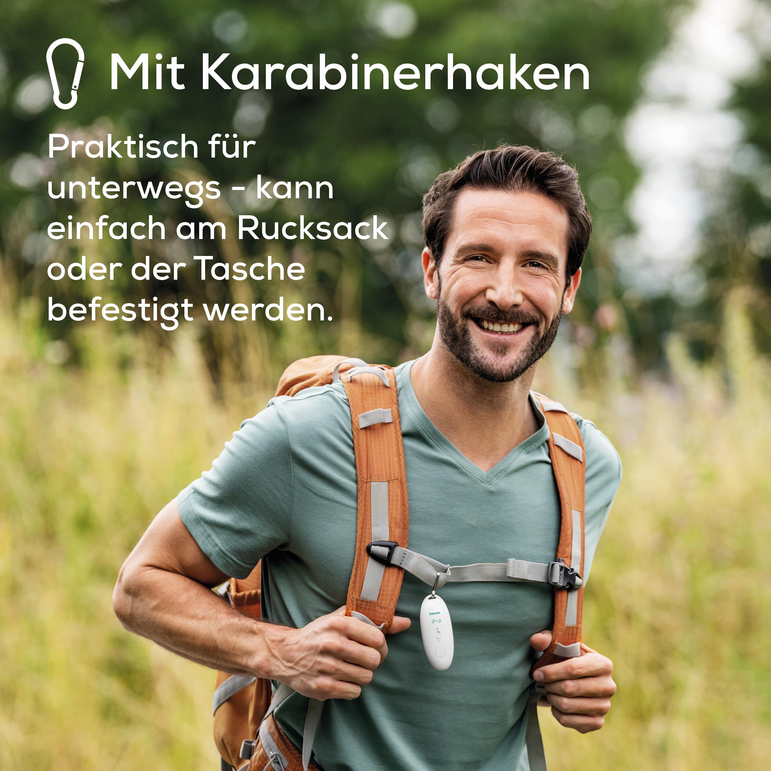 Beurer BiteX Travel Insektenstichheiler BR 10, zur Behandlung von Insektenstichen und -bissen, Stichheiler gegen Juckreiz, kleiner Wärmestift mit Karabinerhaken, Reise-Gadget 4