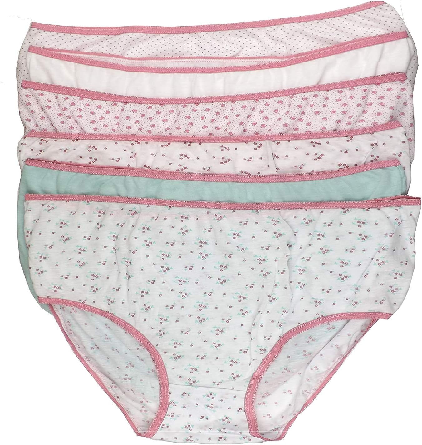 6 Ladies Full Mama Briefs 100% Cotton Underwear Knickers UK Sizes New (OS (UK 16-18), Pinks)