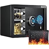 ADIMO Biometric Safe, 1.2 CuFt Fingerprint Home Safe with Touchscreen Keypad, Removable Shelf, Alarm System, Alloy Steel Money Box for Documents, Jewelry & Valuables Home, Office, Hotel Use