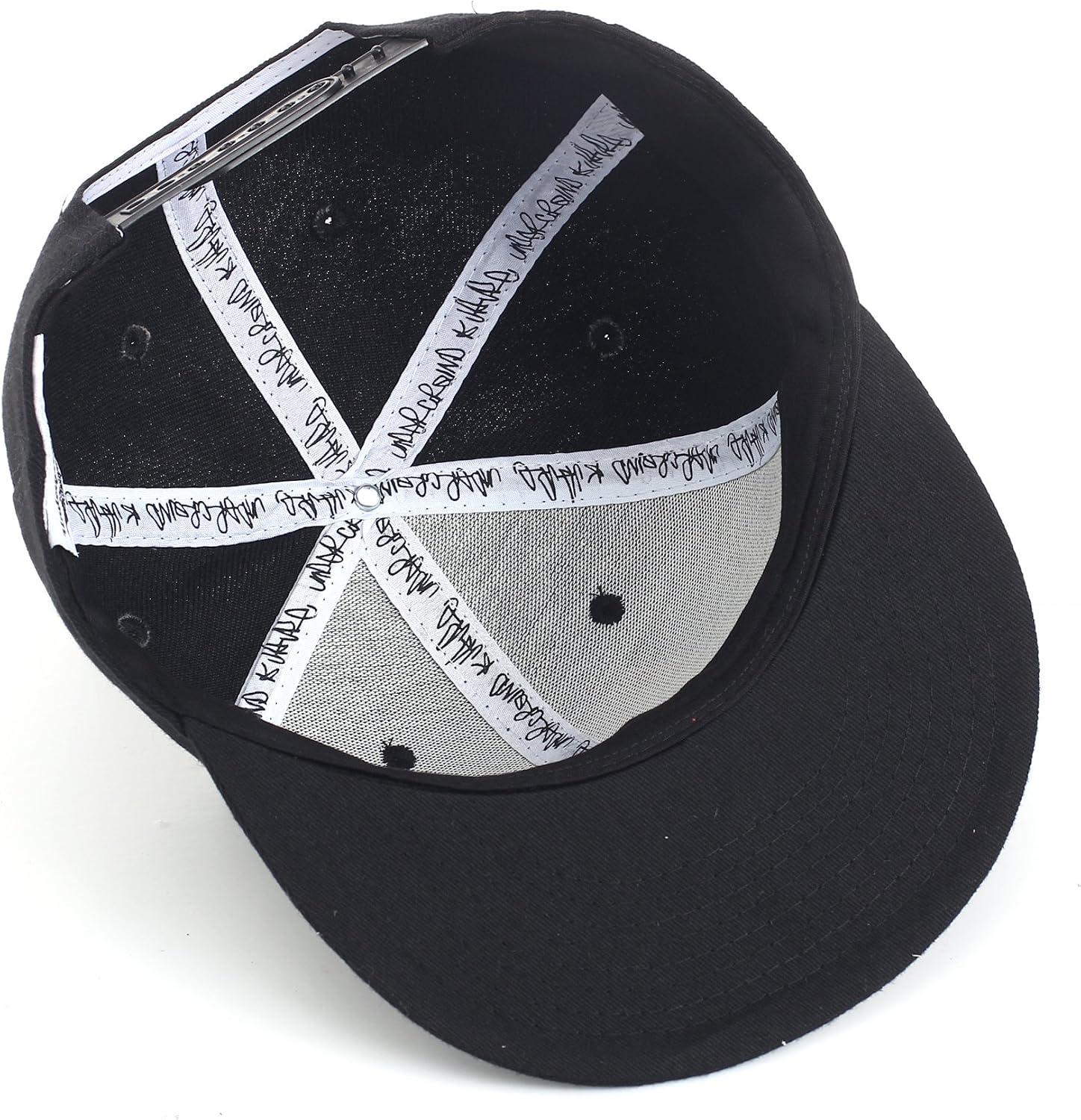 Underground Kulture Plain Flat Peak Snapback Baseball Cap Black - Image 4