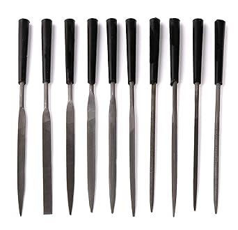 Electomania 10Pcs Needle File Set for Metal Glass Stone Jewelry Wood Carving Craft Tool (3x140mm)