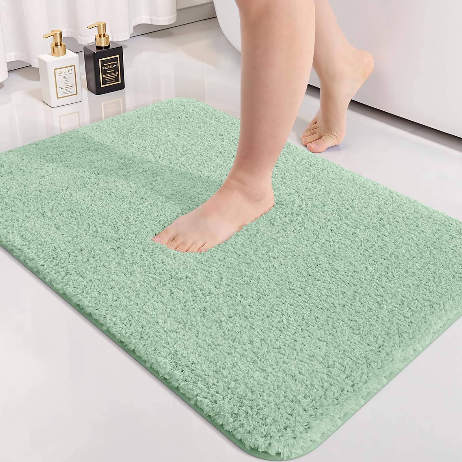 smiry Microfiber Bath Mat 50 x 75 cm, Non-Slip Super Absorbent Bathroom Mat, Extra Soft Machine Wash and Dry, Non-Shedding Bath Mats For Bathroom, Sage Green — image 1