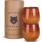 BearSkill Handcrafted Whiskey Enhancing Wooden Tumbler, Bourbon Drinking Glass Bourbon Gifts for Men - Wooden Old Fashioned Glass | Great Whiskey Gifts for Men (2 Pack)