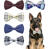 PET SHOW 5 Pack Dog Bowties Plaid for Large Dogs Slide on Collar | Polyester,for medium pets,holiday birthday party grooming