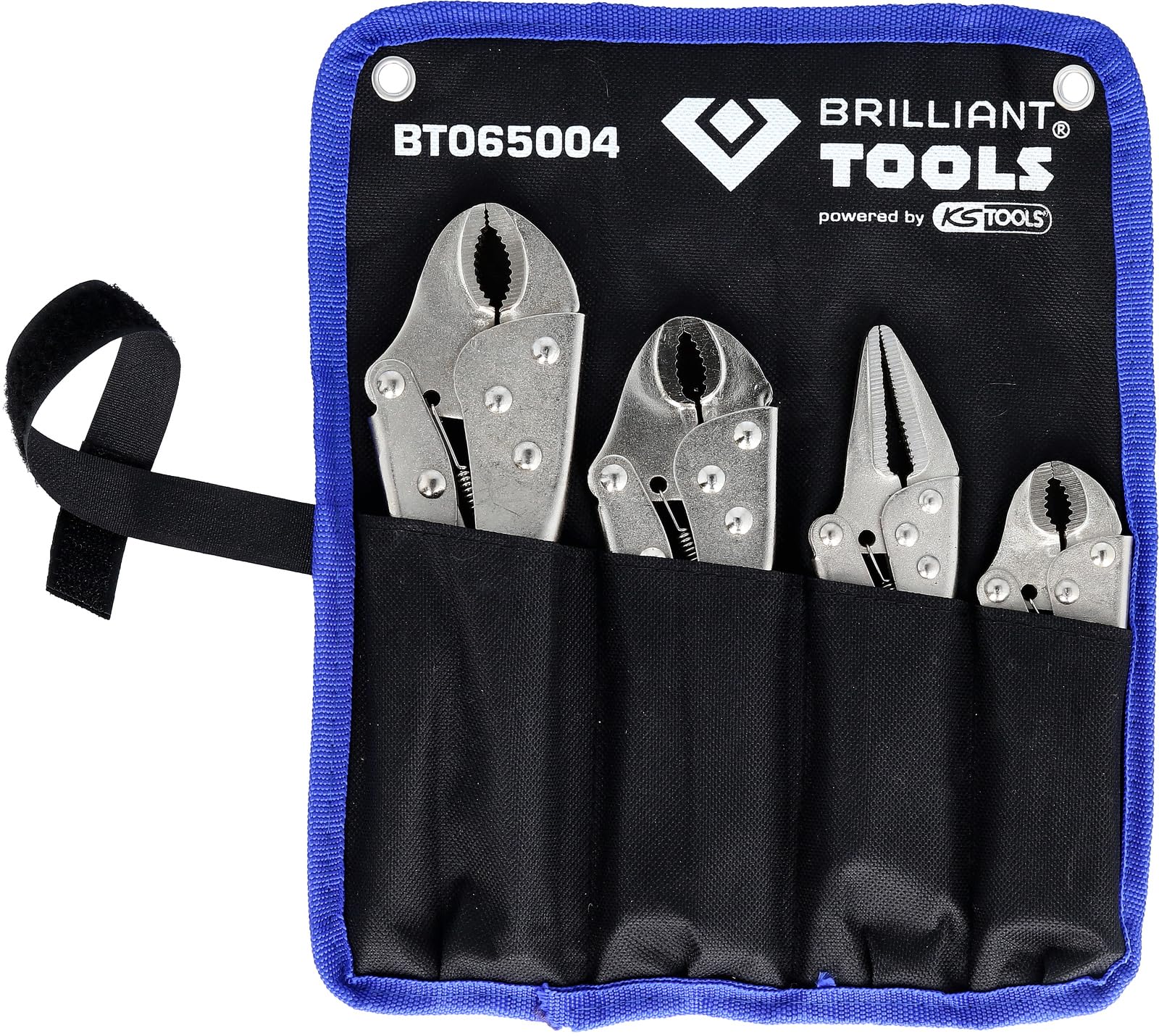 BRILLIANT TOOLS BT065004 Locking Pliers Set 4-Piece [Powered by KS Tools]