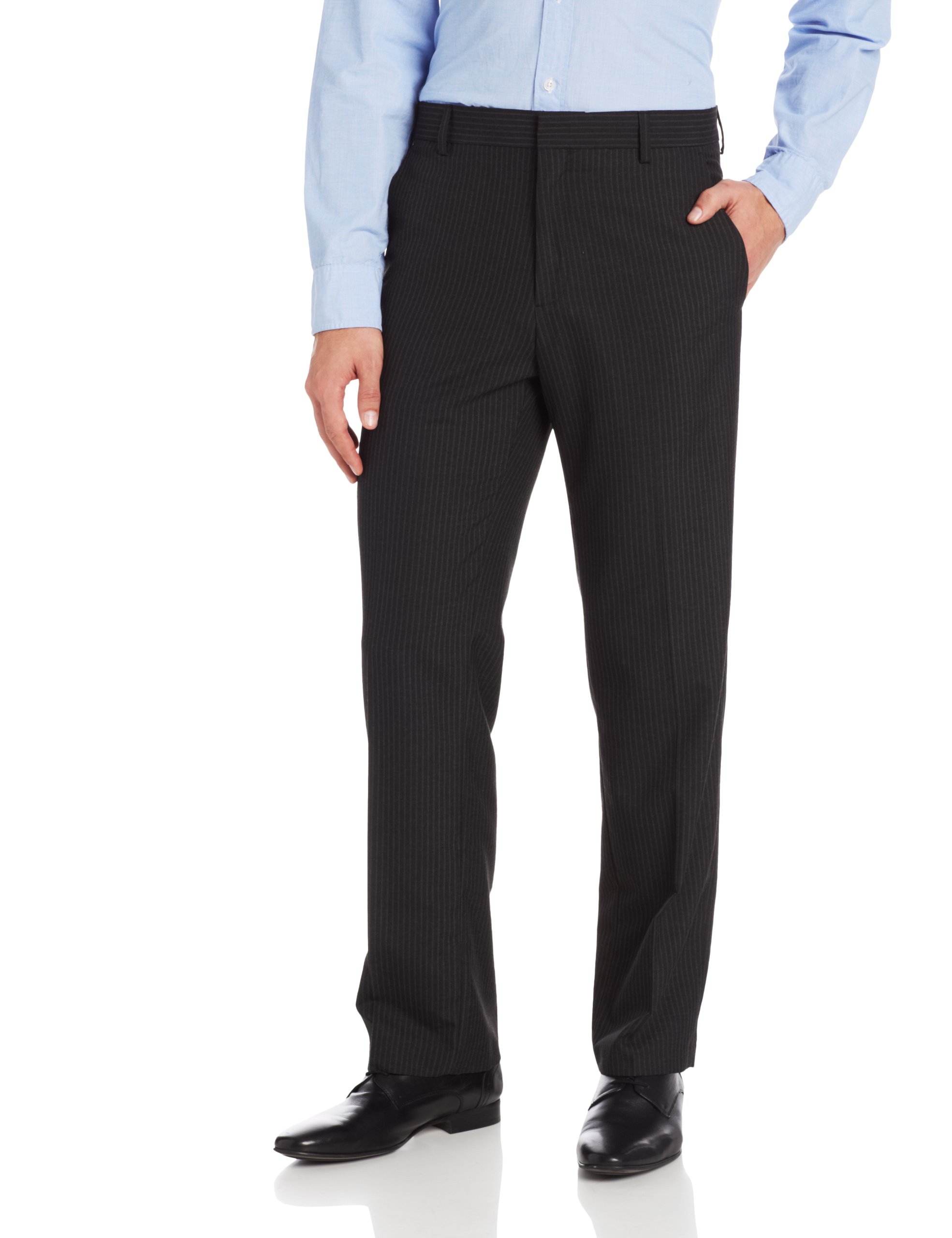 Haggar Men's Striped Slim-Fit Plain-Front Suit Separate Pant