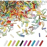 M METERXITY 4000-Pack Bugle Beads, 2x7mm Embroidery Craft Glass Bugle Tube Seed Beads for DIY Craft/Bracelet/Necklaces [Multicolor]
