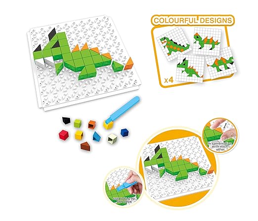 Popsugar 4 in 1 Mini Dinosaur Toy Brick Puzzle Series for Kids | Educational, Creativity, Learn Animals