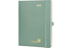 POPRUN 2026 Planner (Medium Size 8.5''x 6.5'' Hardcover) - Daily Weekly and Monthly Calendar Agenda 2026 Appointment Book with Hourly Time Slots, Monthly Tabs, 100 GSM - Midnight Green