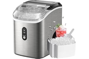 TOTNZ Nugget Ice Maker Countertop, Pellet Ice Machine with Self-Cleaning Function, Produces 33 lbs of Chewable Ice in 24 Hours, Sonic Ice Maker Perfect for Home Kitchens and Offices, Stainless Steel