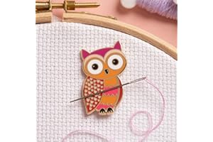 Caterpillar Cross Stitch Needle Minder - Owl for Cross Stitch, Sewing, Embroidery and Needlework Craft Accessories, Enamel and Magnetic