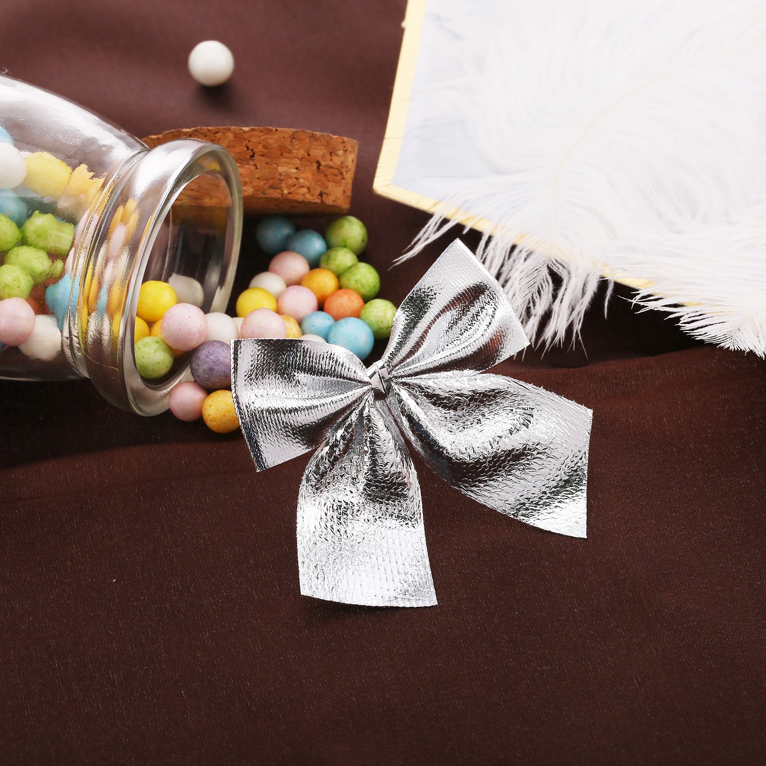 Presents Silver Arts and Crafts 36 Pack Christmas Bows 50 mm Decorative Bows for Christmas Tree