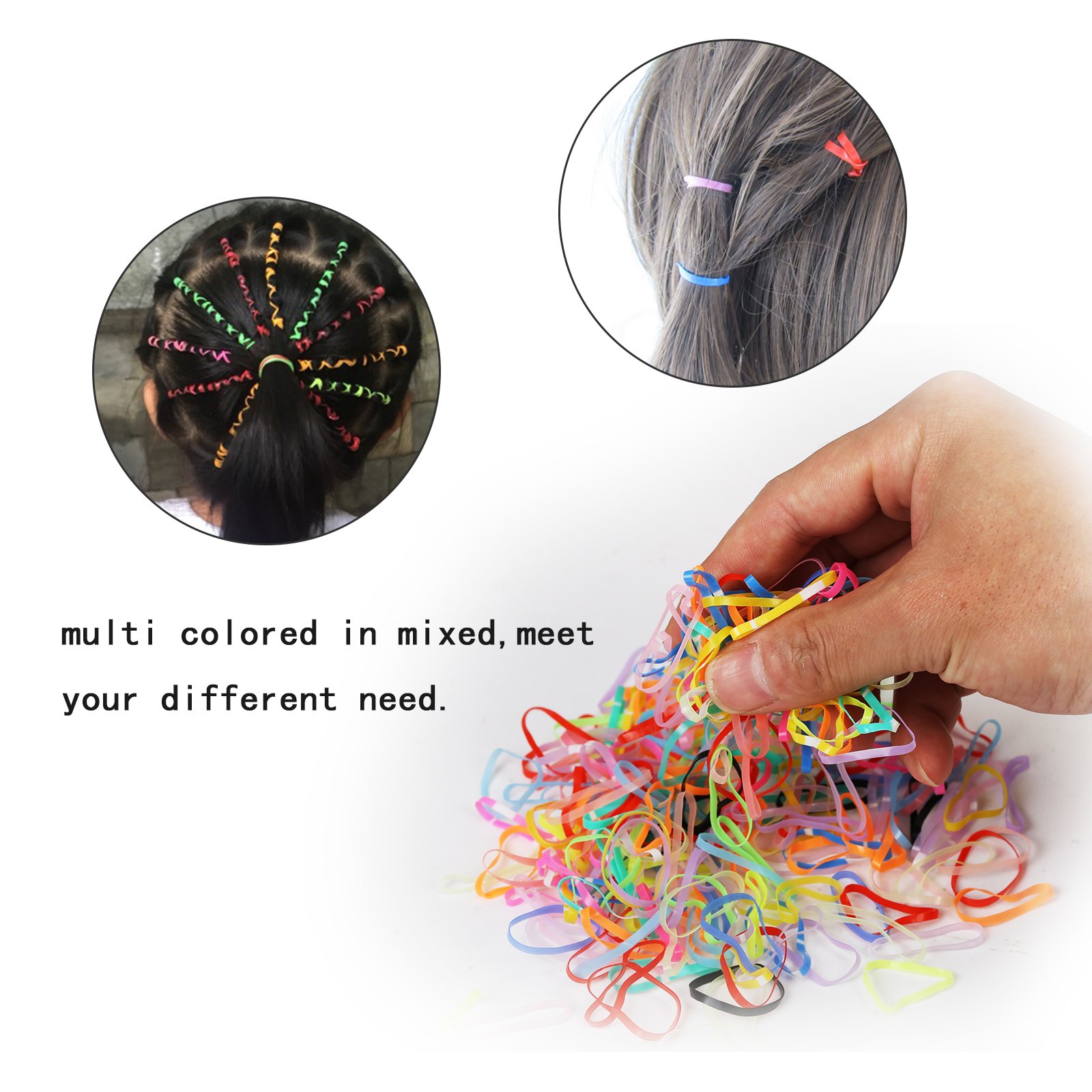 3000 Pcs Multi Color Hair Bands,SEELOK Elastic Braiding Bands Rubber Hair Ties Hair Holder for Kids Baby Girls (Mixed)