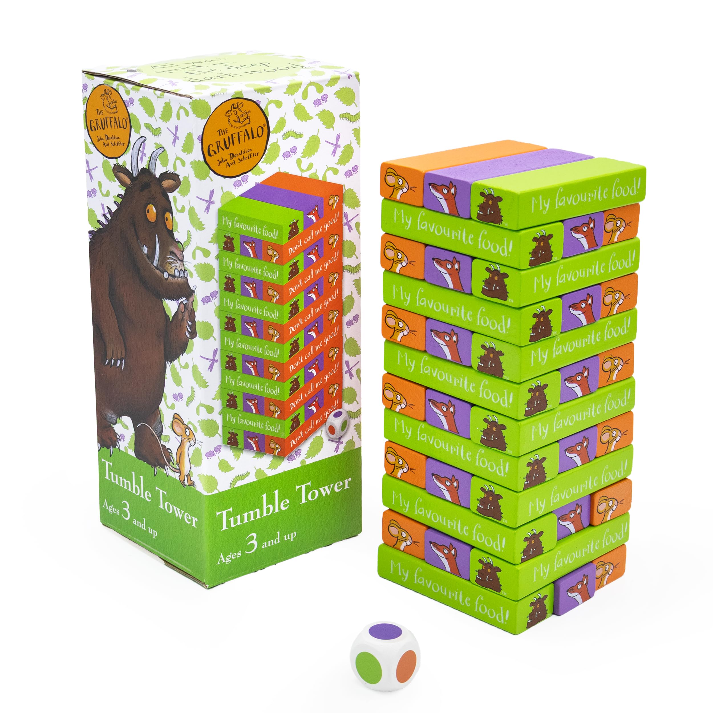 Robert Frederick - Gruffalo Tumble Tower Game - Wooden Set With Dice - Fun for Kid's to Learn Hand and Eye Coordination