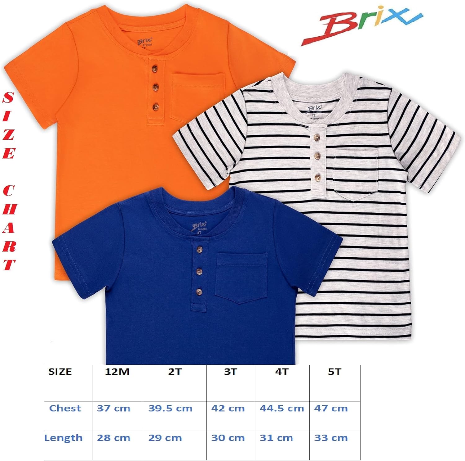 Brix Boys Short Sleeve Shirts – Toddler Baby Clothes 3- Pack Pocket Henley Tees.: Clothing