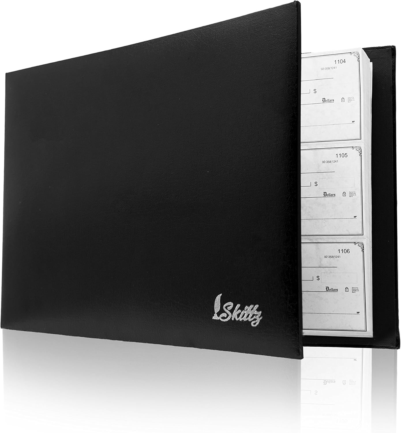 Skittz Black Business Check Binder 7 Ring w/Zip Organizer & Calendar for 3 on a Page Checks : Office Products