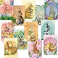 Zonon 24 Pieces Easter Greeting Cards with Envelopes Happy Easter Note Cards Vintage Easter Cards Bunny Cute Note Cards for E