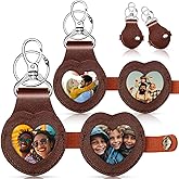 Nosiny 2 Pcs Heart Keychain Valentine's Day Gift Leather Cute Keychain with Picture for Men and Women Galentines Party Favor