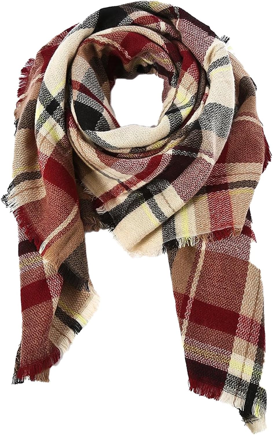 Women's Fall Winter Scarf Classic Tassel Plaid Scarf Warm Soft Chunky Large Blanket Wrap Shawl Scarves Pink Scarf at  Women’s Clothing store