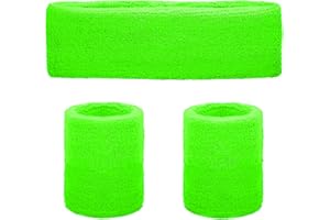 Ronglry 80s Neon Sweatbands Set 80s 90s Outfits for Women Sports Wristband and Headband Neon Sweat Band 80 s Accessories for Women Sweatband for Glow Party Supplies Halloween Costume
