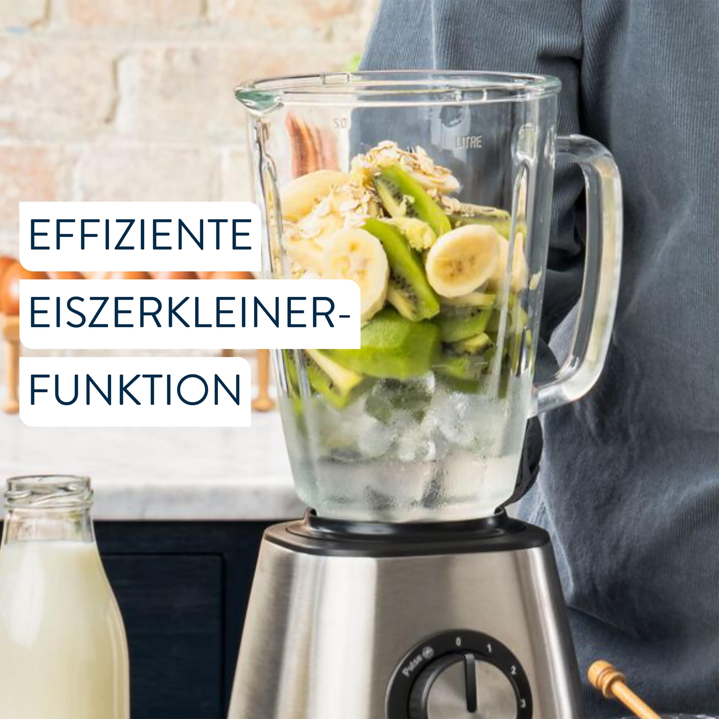 Jamie Oliver by Tefal Standmixer, benutzerfreundlich, 800 Watt Leistung, robuster Thermoglas-Behälter (1,25 L Nutzinhalt), Crushed-Ice-Funktion, 5 Geschwindigkeitsstufen, Mixer, Edelstahl, BL43J810 7