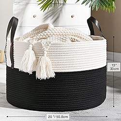 KAKAMAY Large Blanket Basket (20"x13"),Woven