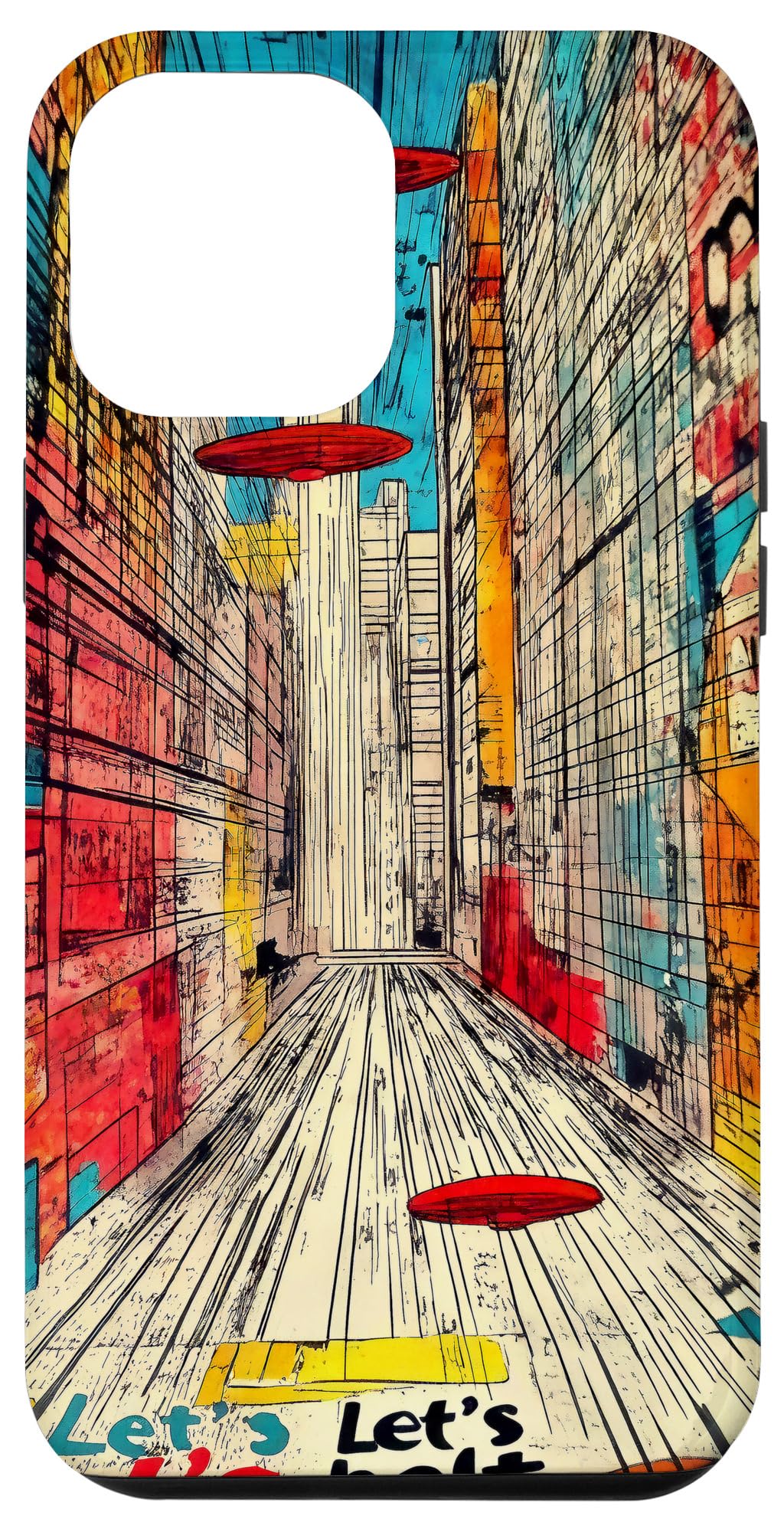 iPhone 15 Pro Max Let’s Bolt! Futuristic City & Flying Saucers Case