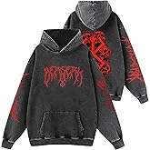 BNNNRNJA Unisex Anime Washed Hoodie Cosplay Costume Men Vintage Sweatshirts Long Sleeve Casual Hooded Pullover for Women