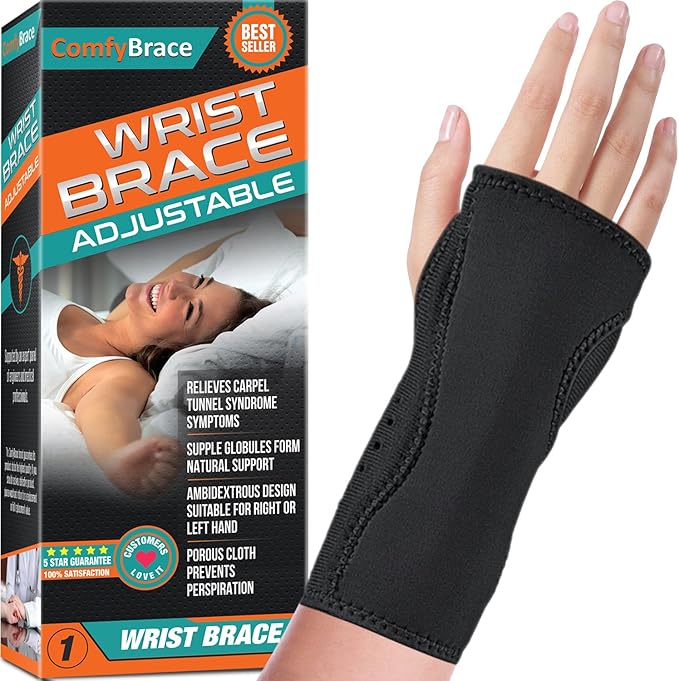 Amazon Com Night Wrist Sleep Support Brace Fits Both Hands Cushioned To Help With Carpal Tunnel And Relieve And Treat Wrist Pain Adjustable Fitted Comfybrace Health Personal Care