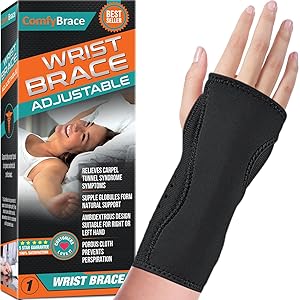 Night Wrist Sleep Support Brace - Fits Both Hands - Cushioned to Help with Carpal Tunnel and Relieve and Treat Wrist Pain,Adjustable, Fitted-ComfyBrace