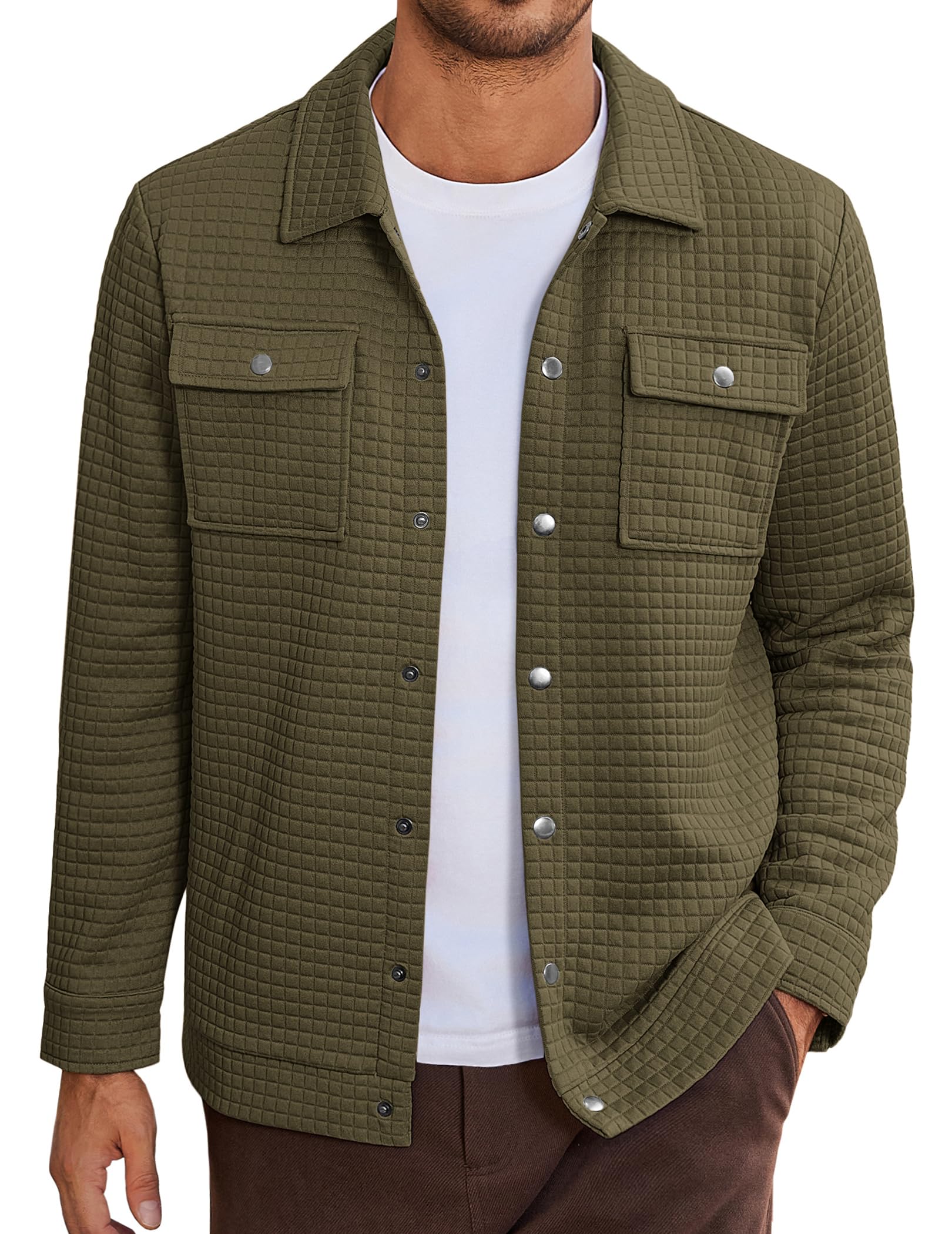 COOFANDY Men's Quilted Shirt Jackets Lightweight