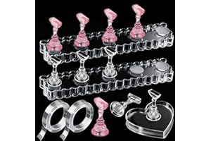 Fandamei Nail Stand, 2 Set Nail Holder for Painting Nails, Nail Stand for Press on, Press on Nail Stand for Practice, Magnetic Acrylic Nail Display Stands for Nail Art with Double-sided Tape