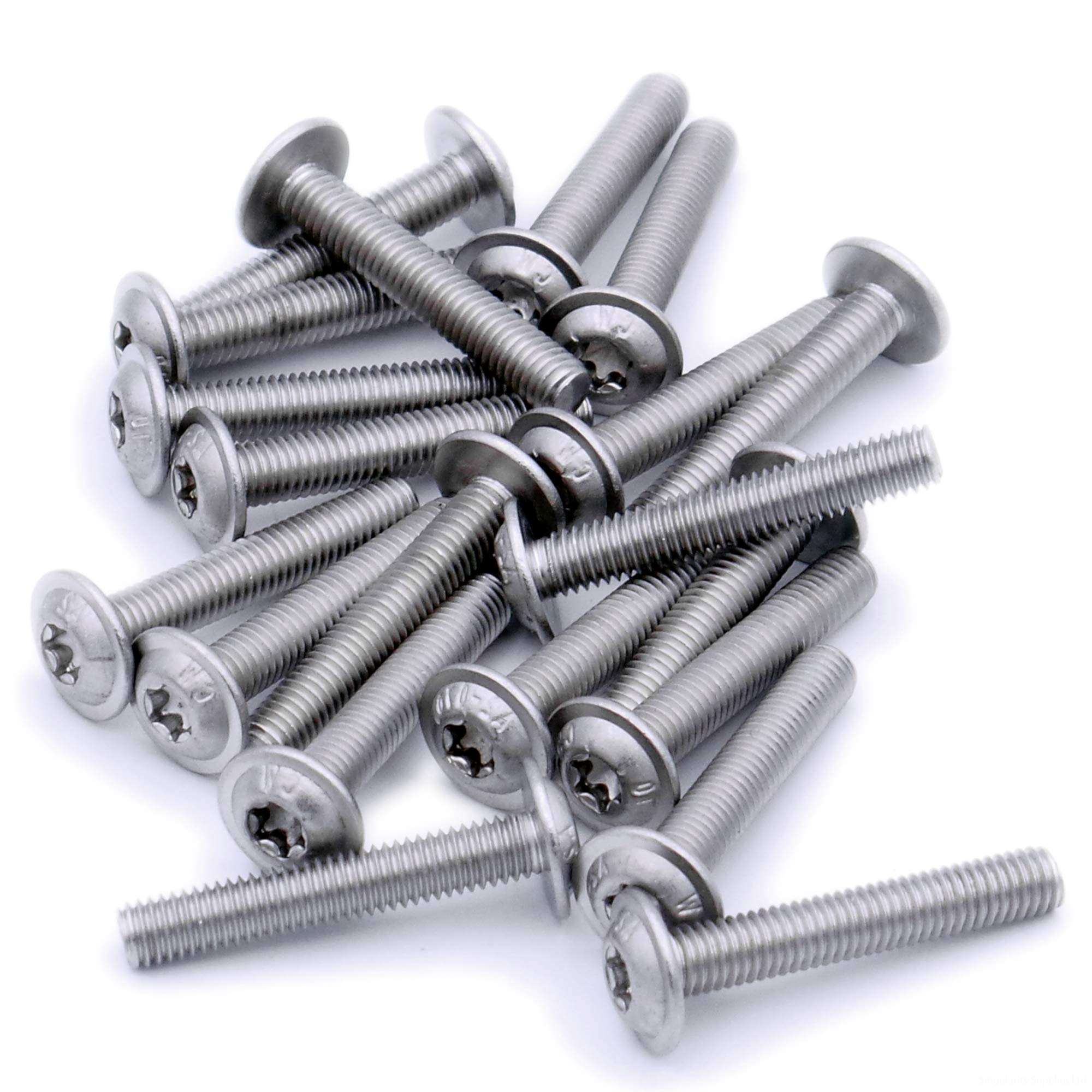 M6 (6mm x 10mm) Flanged TX Socket Button Machine Screw (Bolt) - Stainless Steel (A2) (Pack of 20) — image 1