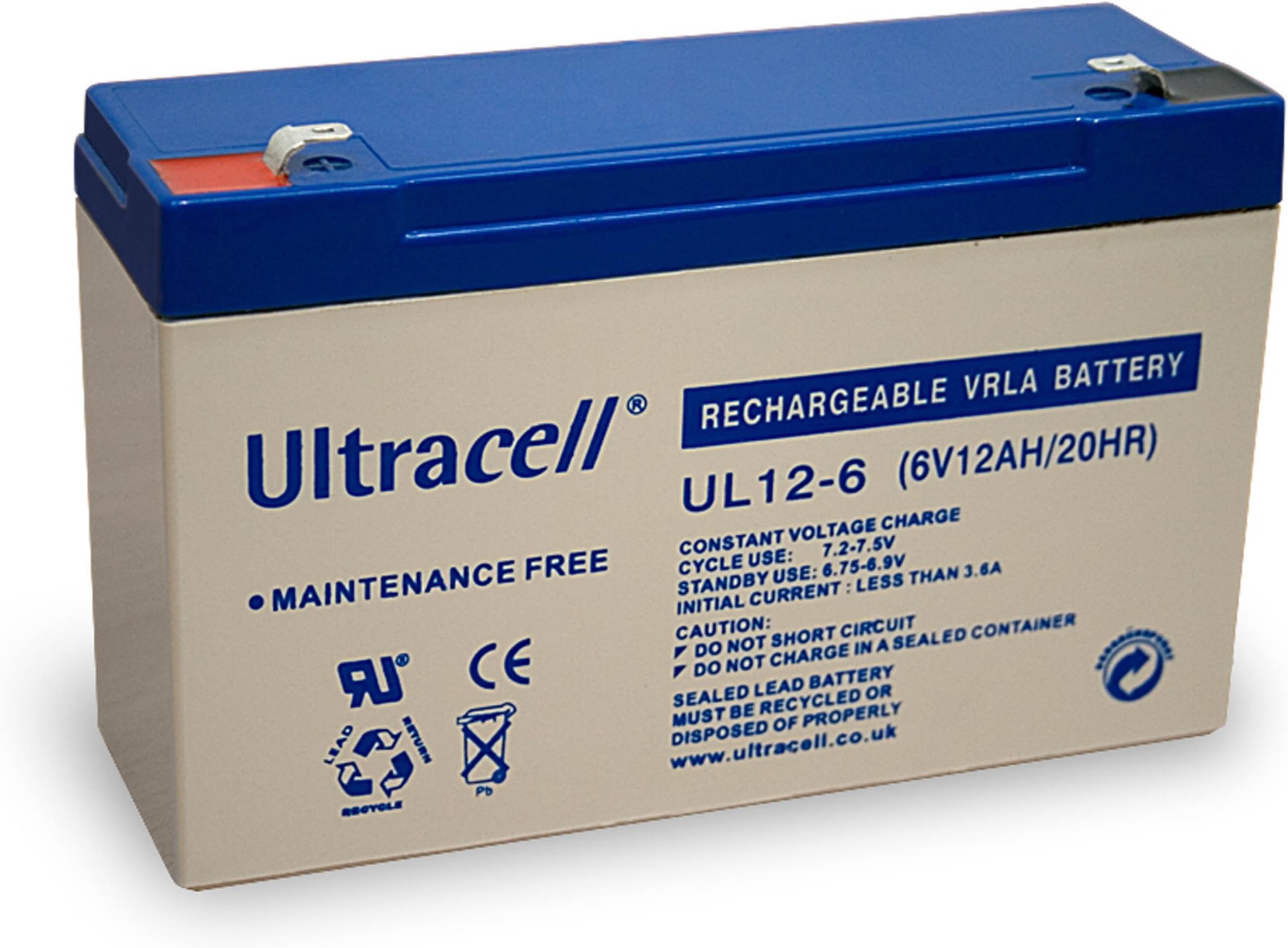 Wentronic Ultracell Lead Acid Battery 6 V 12 Ah Faston 187 4.8 mm