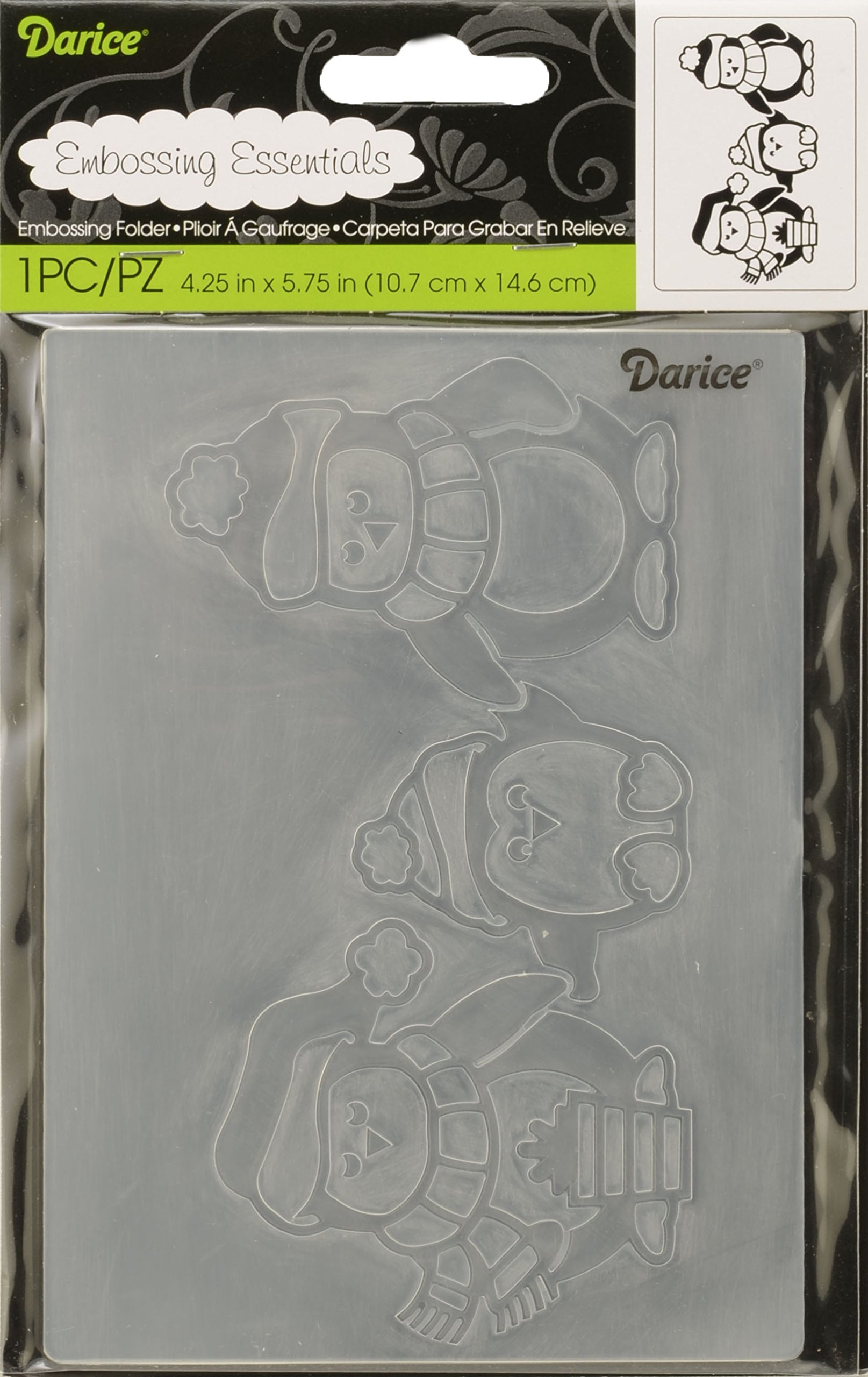 Darice "Penguins Embossing Folder, Acrylic, Multicoloured, 4.25-Inch x 5.75-Inch, 3-Piece