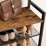 HOOBRO Coat Stand with Shoe Storage Industrial Hall Tree 5 Hooks Rustic Brown view 8