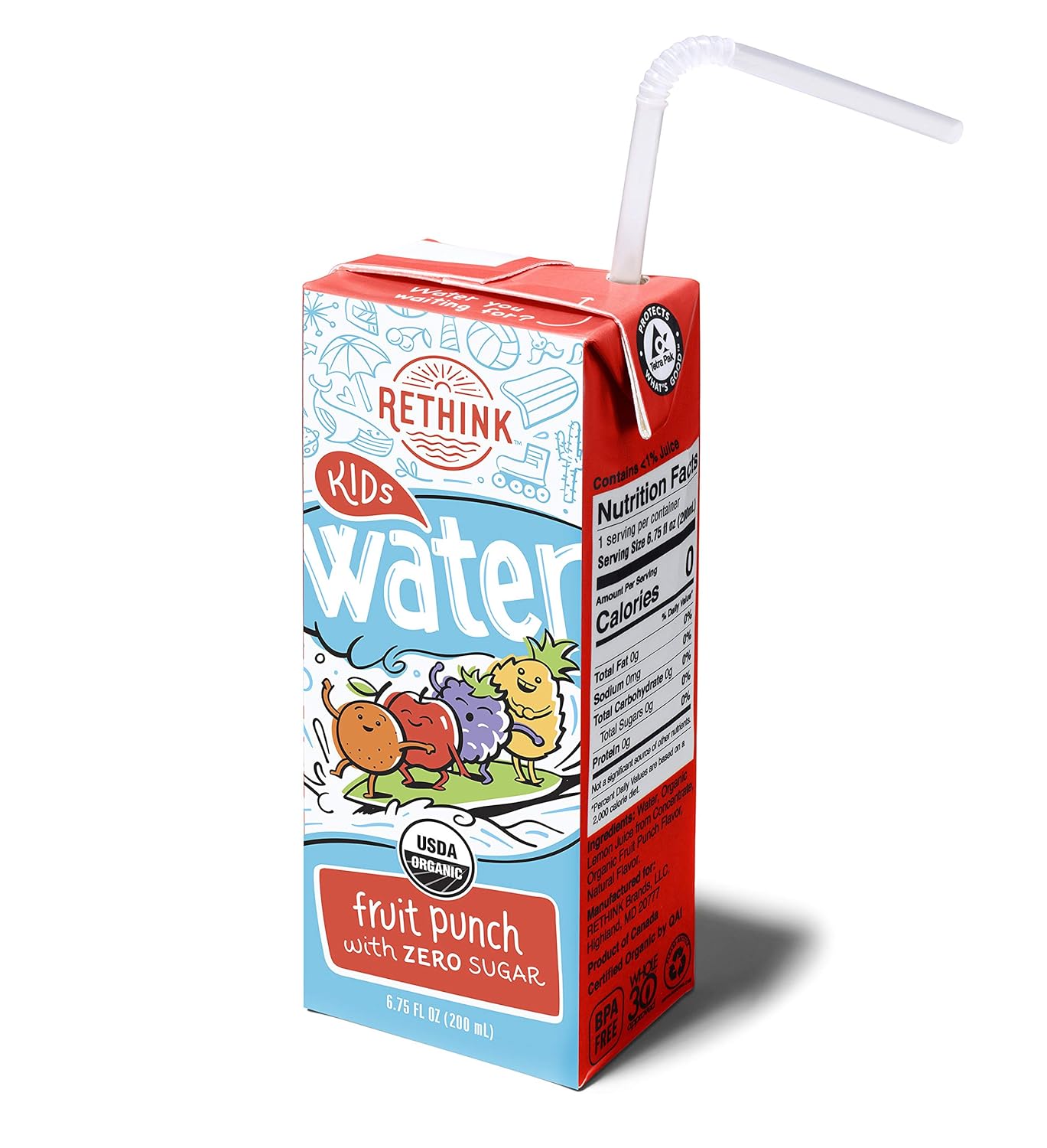 Rethink Kids Water Fruit Punch Zero Sugar Kids Water Zero Calories Zero Sugar Certified Organic Bpa Free Recyclable Pack Of 32 Amazon Com Grocery Gourmet Food